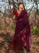 Women's Purple Cotton Saree