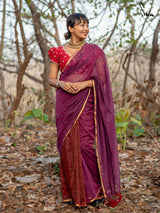 Women's Purple Cotton Saree