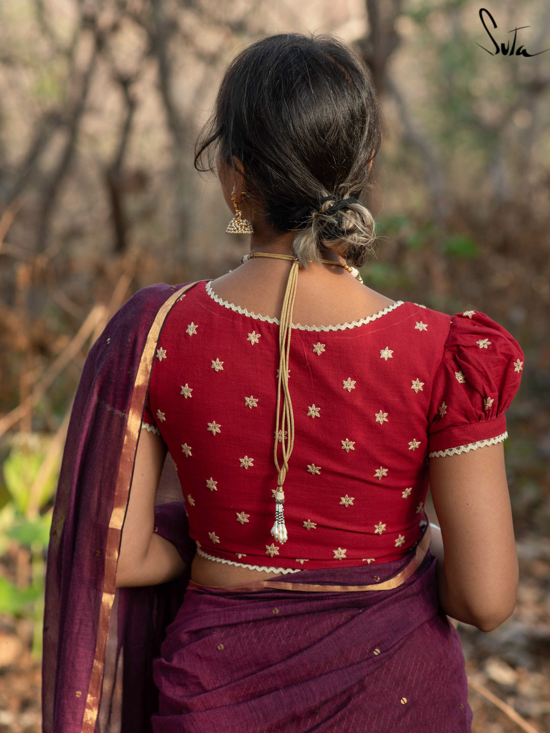 Women's Purple Cotton Saree