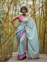 Women's Green Slub Saree
