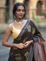 Women's Multicolor Ikat Cotton Saree