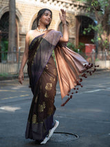 Women's Multicolor Ikat Cotton Saree