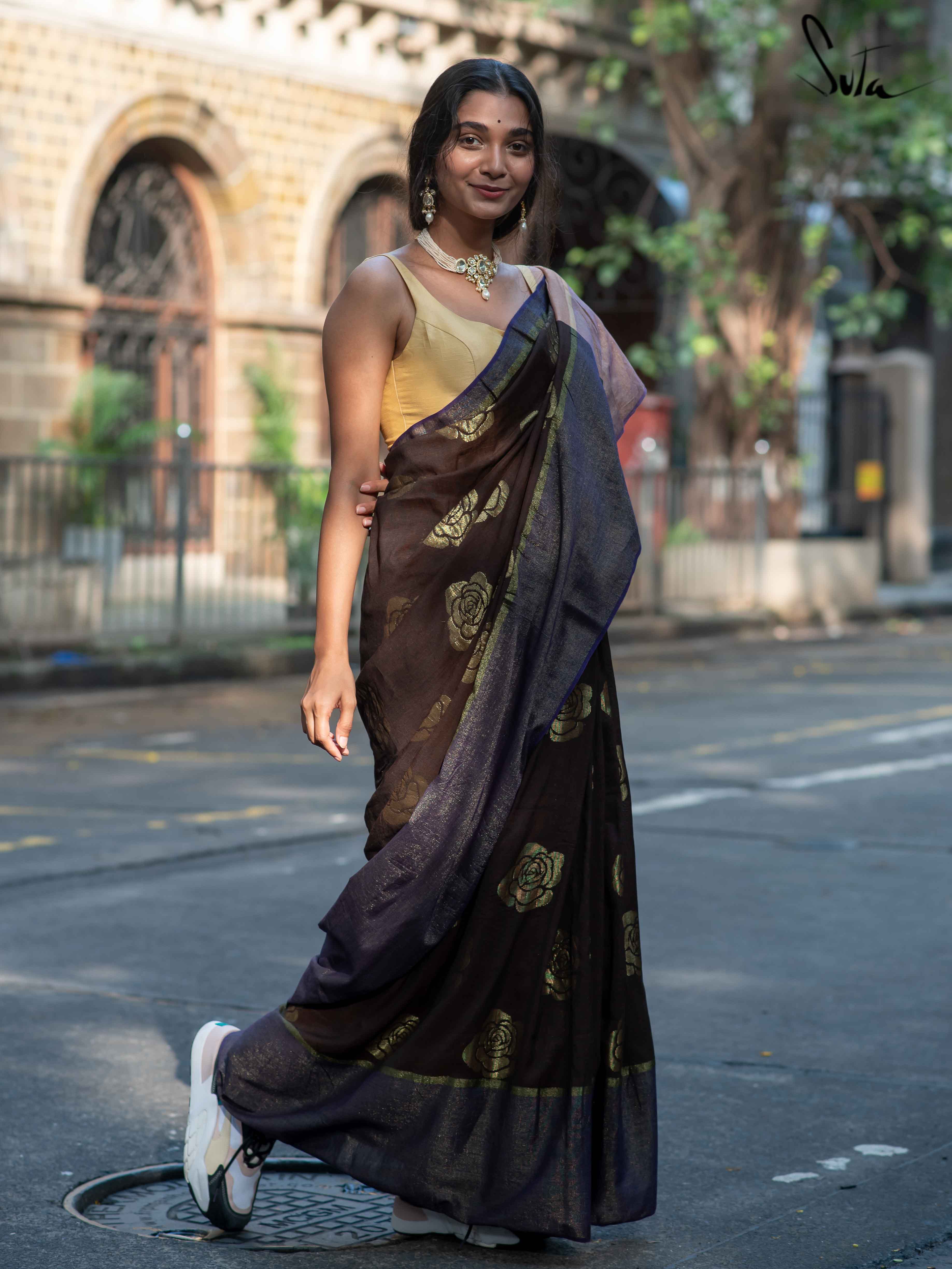 Women's Multicolor Ikat Cotton Saree