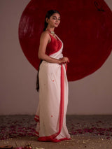 Women's White Mul Cotton Saree