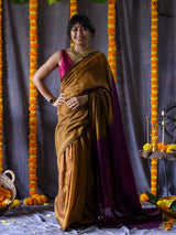 Women's Yellow Cotton Acrylic Saree