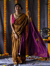 Women's Yellow Cotton Acrylic Saree
