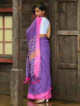 Women's Purple Handloom Cotton Saree
