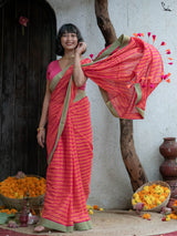 Women's Orange Casual Cotton Saree