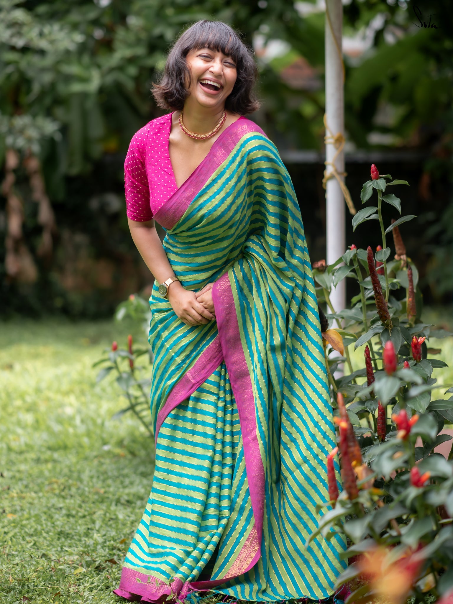 Women's Green Casual Cotton Saree