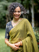 Women's Green Casual Mul Saree