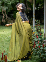 Women's Green Casual Mul Saree