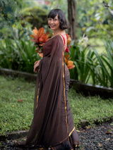 Women's Brown Casual Mul Saree