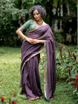 Women's Purple Casual Mul Saree