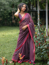 Women's Magenta Casual Mul Saree