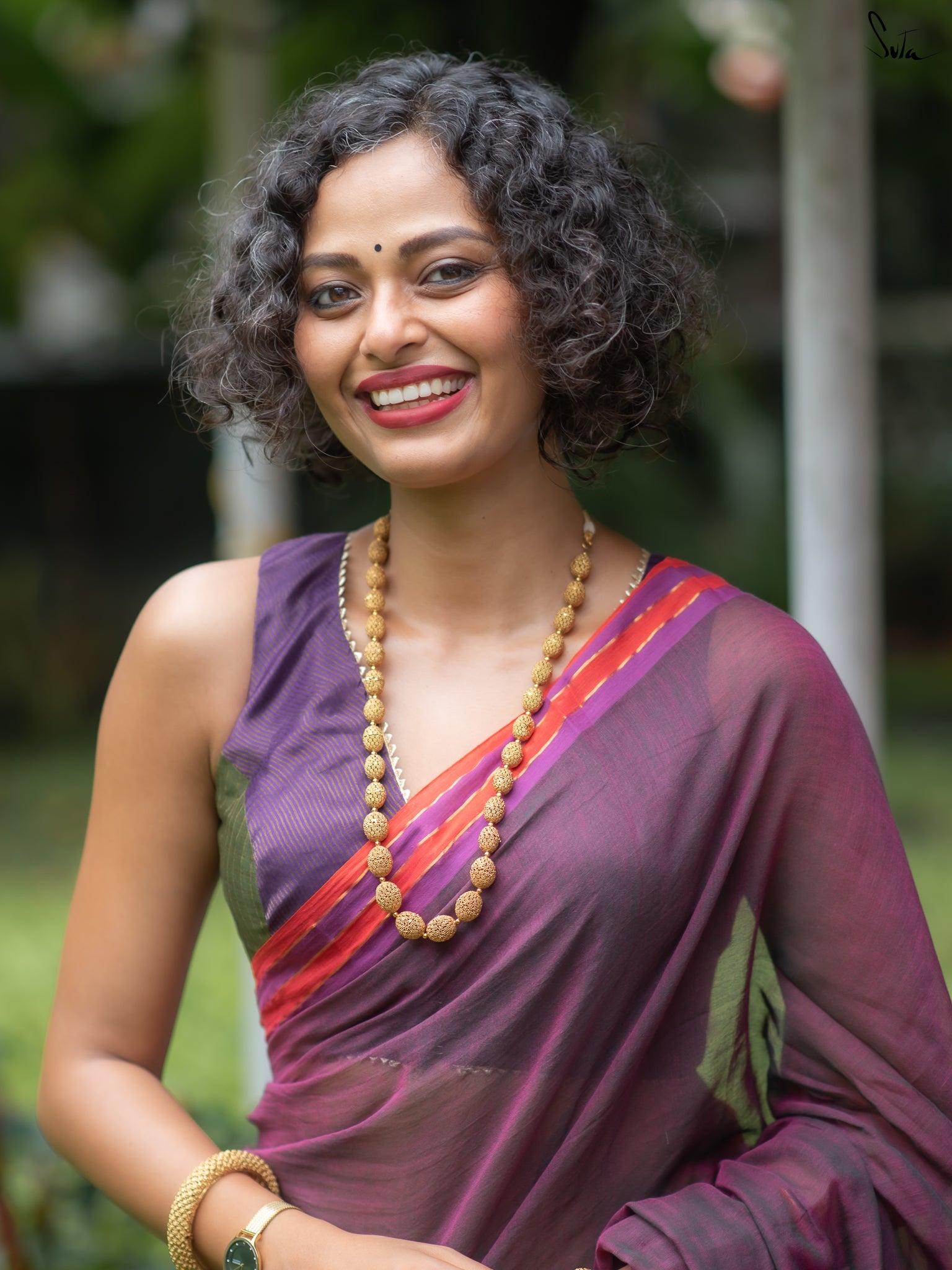 Women's Magenta Casual Mul Saree