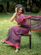 Women's Magenta Casual Mul Saree