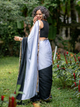 Women's Black Casual Cotton Acrylic Saree