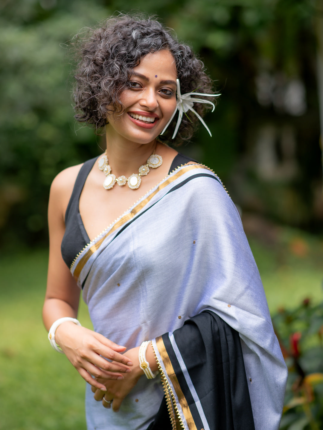 Women's Black Casual Cotton Acrylic Saree