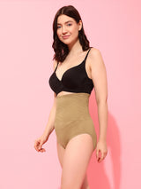Women's Beige Solid High Waist Tummy Tucker