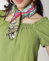 Women's Green Casual Half Sleeves Top