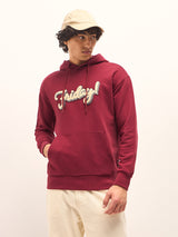 Men's Red Relaxed Fit Hoodie with Chenille Patch Design