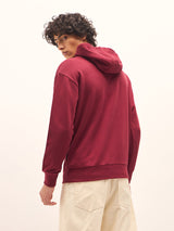 Men's Red Relaxed Fit Hoodie with Chenille Patch Design