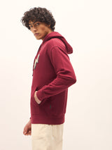 Men's Red Relaxed Fit Hoodie with Chenille Patch Design