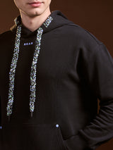 Men's Black Solid Relaxed Fit Hoodie with Kangaroo Pocket