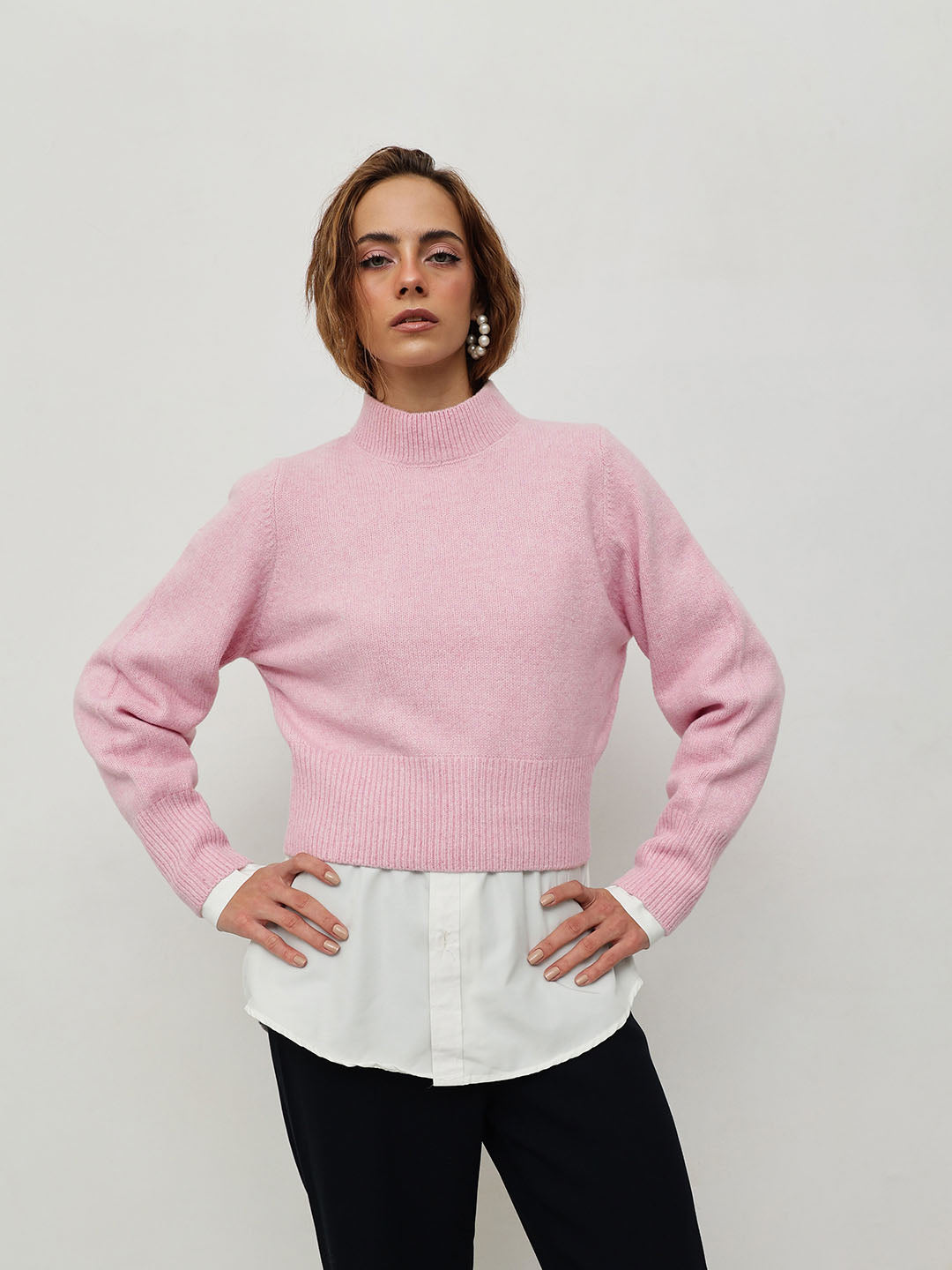 Women's Pink Crop Pullover