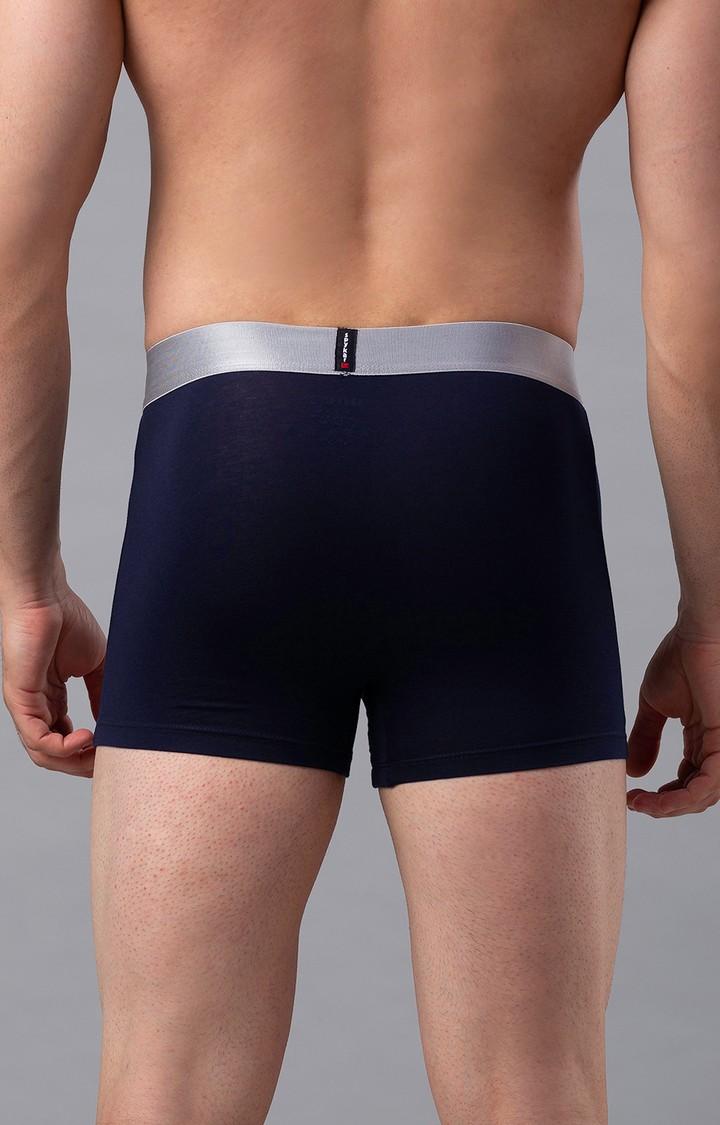 Men's Navy Mid-Rise Solid Trunk