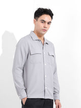 Men's Grey Casual Solid Full Sleeves Shirt