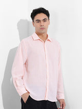 Men's Pink Casual Striped Full Sleeves Shirt