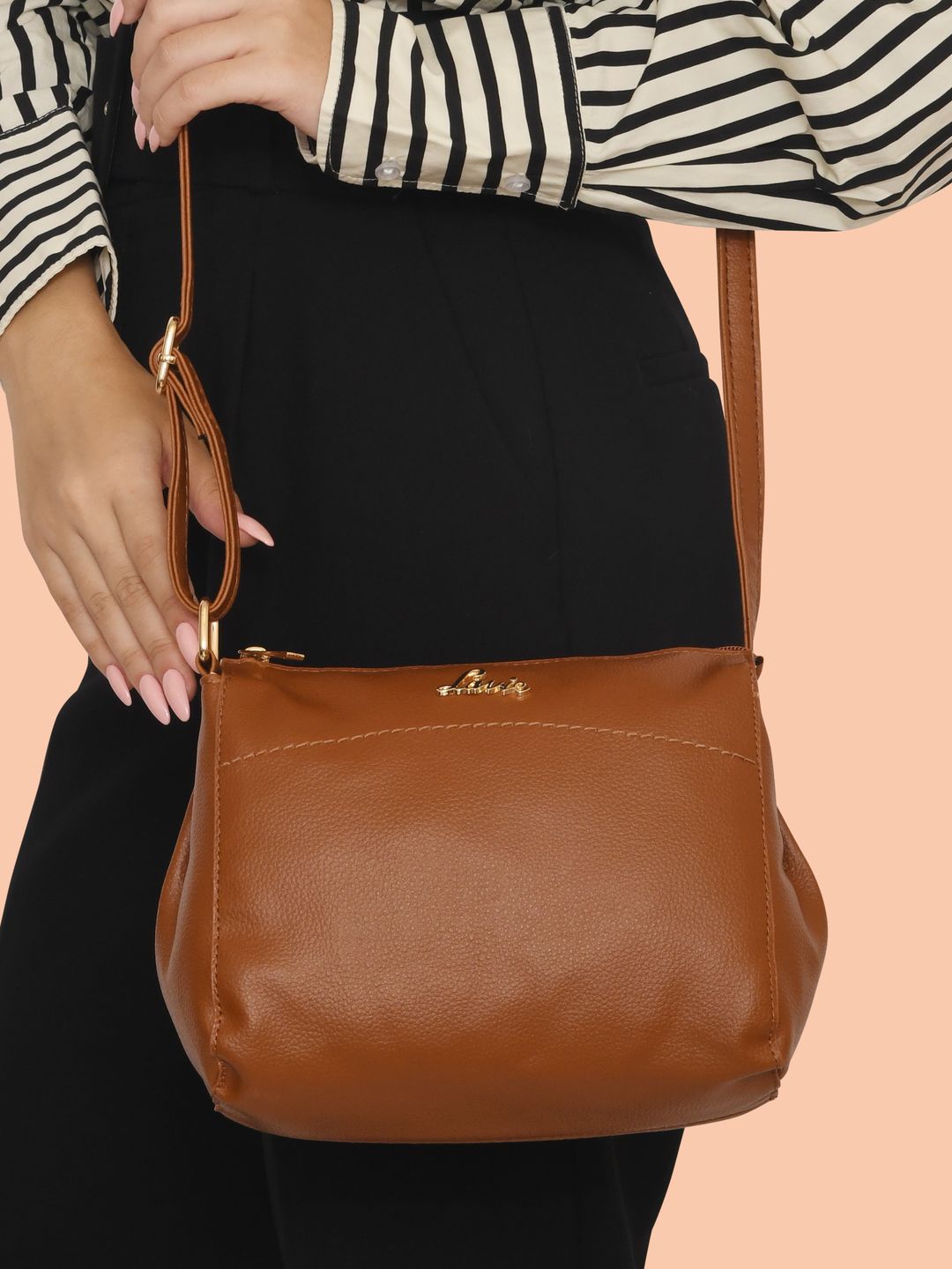 Women's Tan Casual Solid Sling Bag