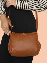 Women's Tan Casual Solid Sling Bag