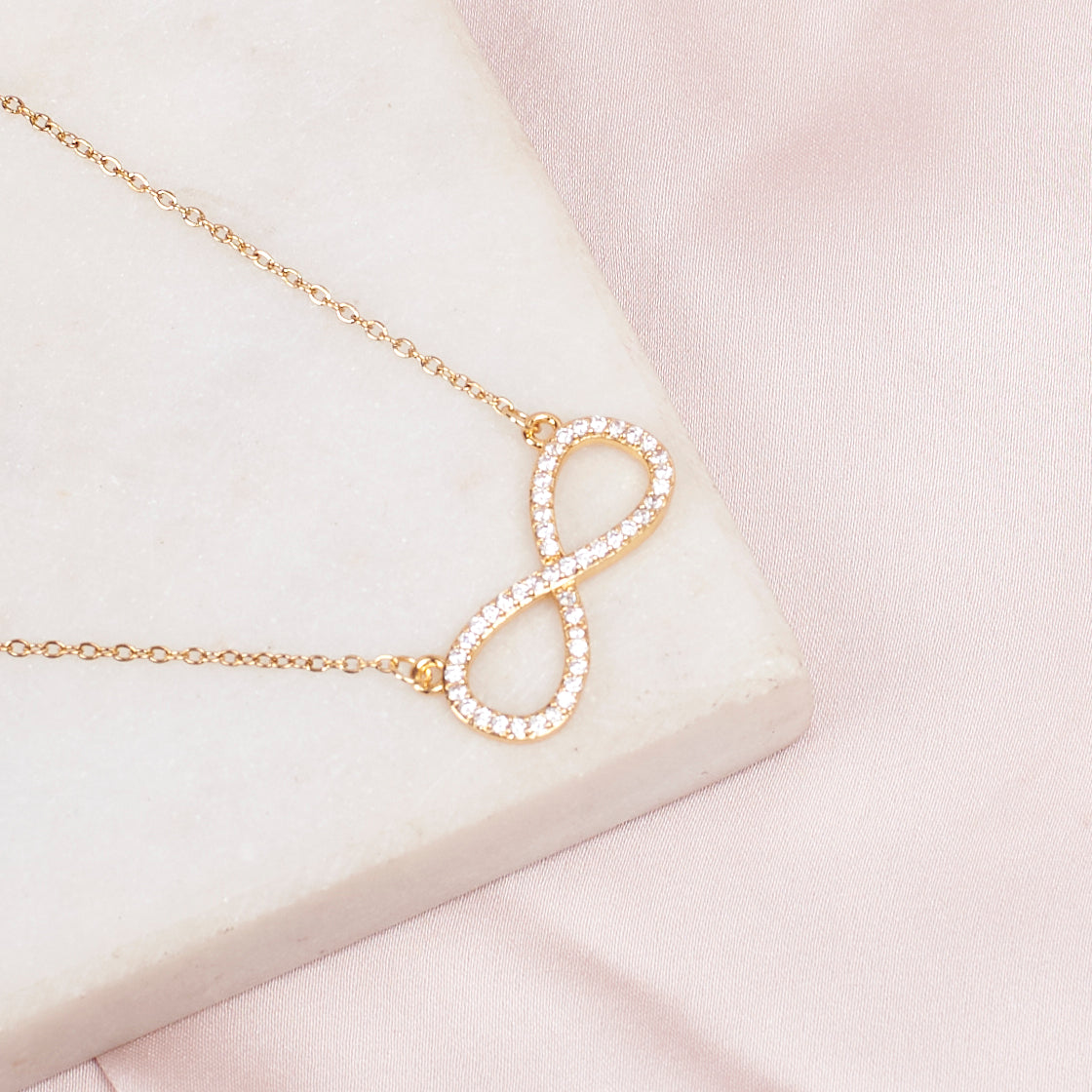 Women's Infinity Love Golden Crystal Necklace