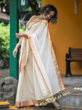 Women's White Mul Cotton Saree