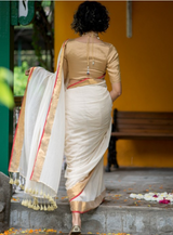 Women's White Mul Cotton Saree