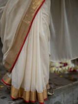 Women's White Mul Cotton Saree