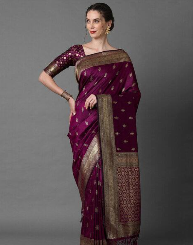 Women's Silk Blend Pink Woven Design Designer Saree with Blouse Piece