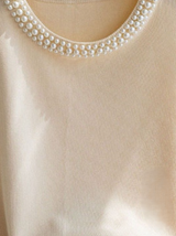Women's Cream Pearl Studded Tank Top