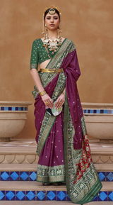 Women's Georgette Pink Woven Design Designer Saree with Blouse Piece
