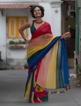 Women's Multicolor Mul Cotton Saree