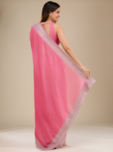 Women's Onion Pink Zariwork Soft Silk Saree