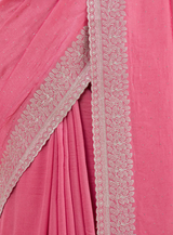 Women's Onion Pink Zariwork Soft Silk Saree
