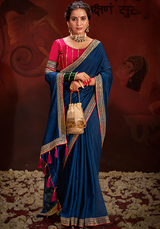 Women's Navy Blue Festive Saree