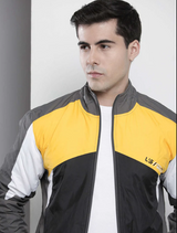Men's Grey Colorblocked Casual Jacket