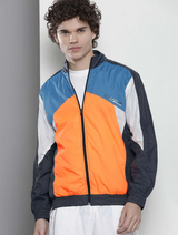 Men's Navy Colorblocked Casual Jacket