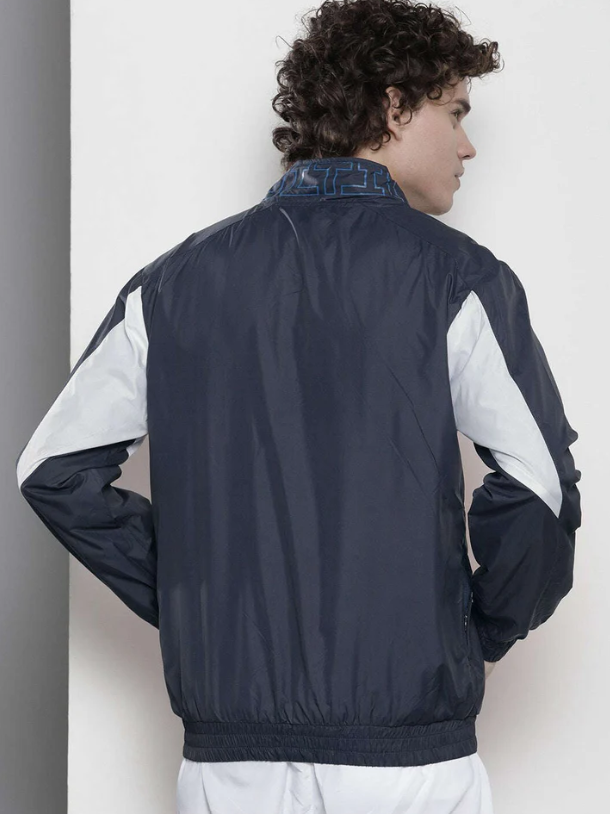 Men's Navy Colorblocked Casual Jacket