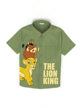 Boys Green Casual Printed Half Sleeves Shirt