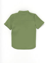 Boys Green Casual Printed Half Sleeves Shirt
